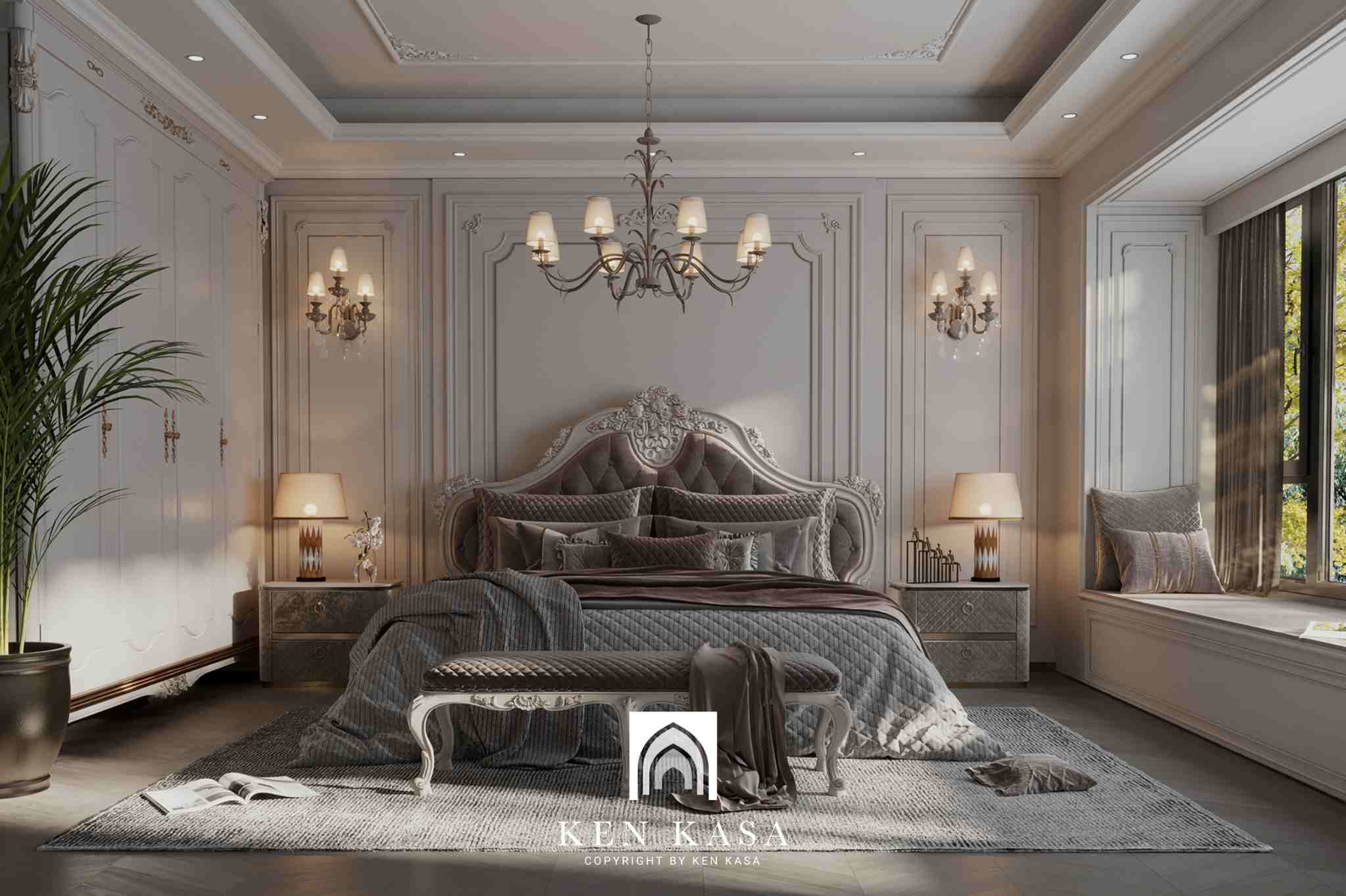 phòng ngủ khách sạn tân cổ điển theo kiểu Châu Âu